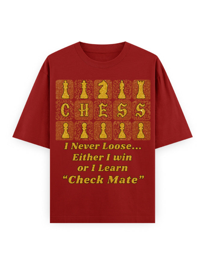 Unisex Oversized Classic T-Shirt -Chess (Gold Edition) Red GlowZonePrints