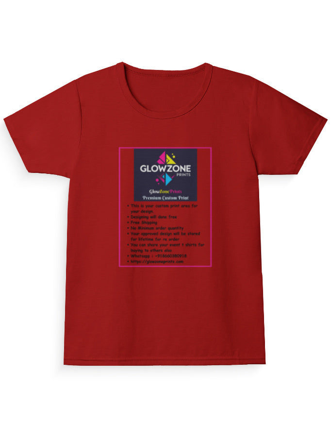 Girl's Crew Neck T-Shirt (Custom Print) Red GlowZonePrints