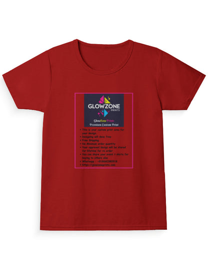 Girl's Crew Neck T-Shirt (Custom Print) Red GlowZonePrints