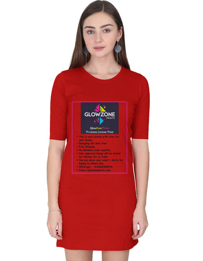 Female T-Shirt Dress | FC43 (Custom Print) Red GlowZonePrints