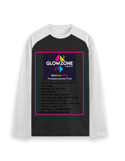 Unisex Raglan T-Shirt | UR37 (Custom Print) White Black GlowZonePrints