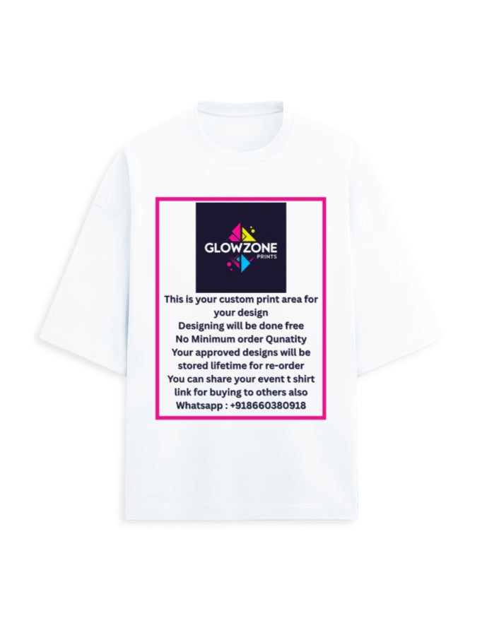 Unisex Terry Oversized Tee | UT27 (Custom Print) White GlowZonePrints