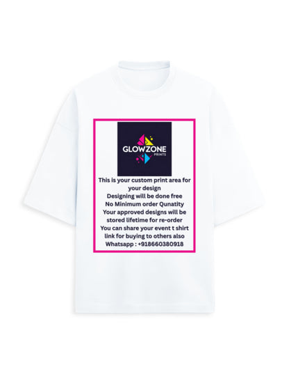 Unisex Terry Oversized Tee | UT27 (Custom Print) White GlowZonePrints