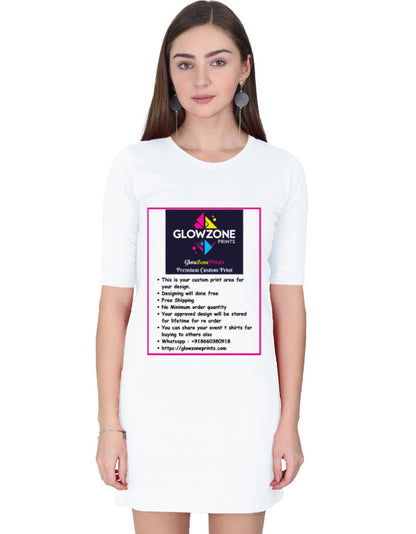 Female T-Shirt Dress | FC43 (Custom Print) White GlowZonePrints