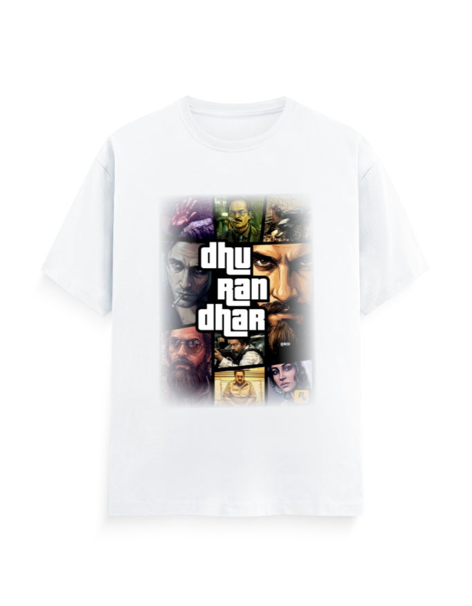 Unisex Crew T-Shirt – Dhurandhar(C) White GlowZonePrints