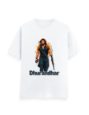 Unisex Crew T-Shirt – Dhurandhar(D) White GlowZonePrints