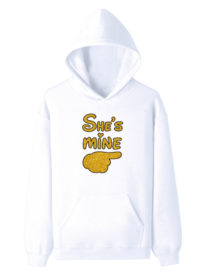 Unisex Pullover Hoodie -She's Mine White GlowZonePrints