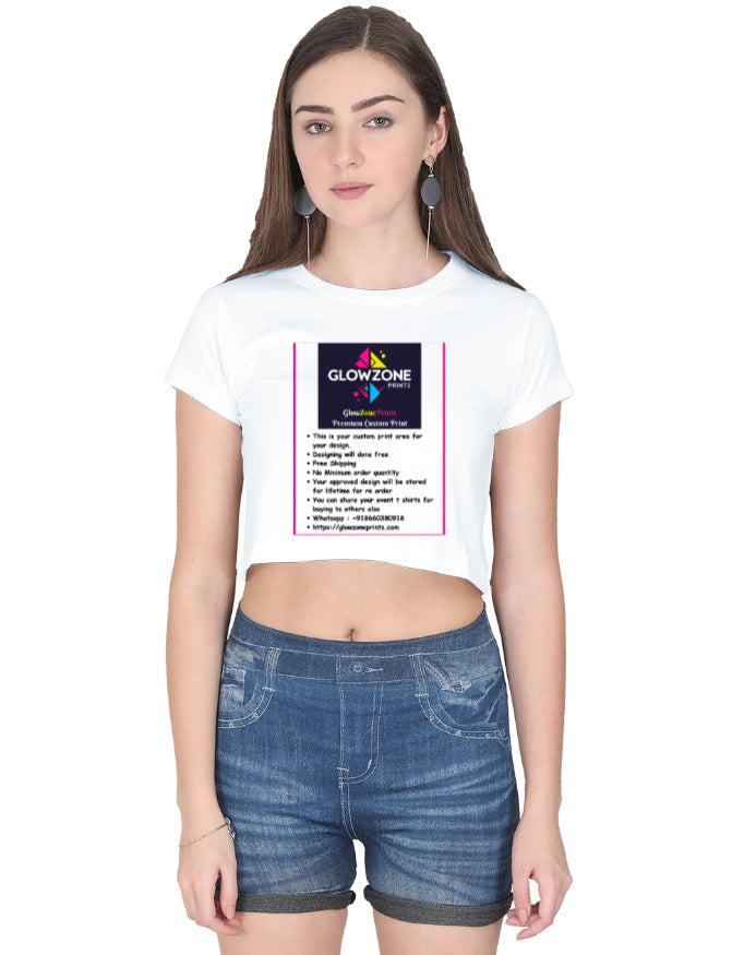 Female Crop Top | FC39 (Custom Print) White GlowZonePrints