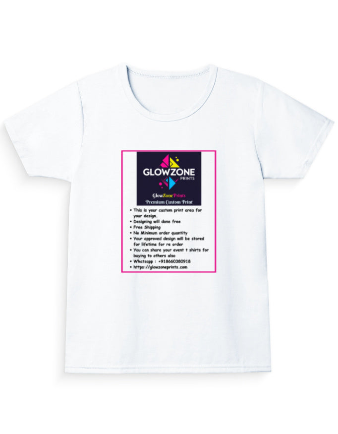 Girl's Crew Neck T-Shirt (Custom Print) White GlowZonePrints