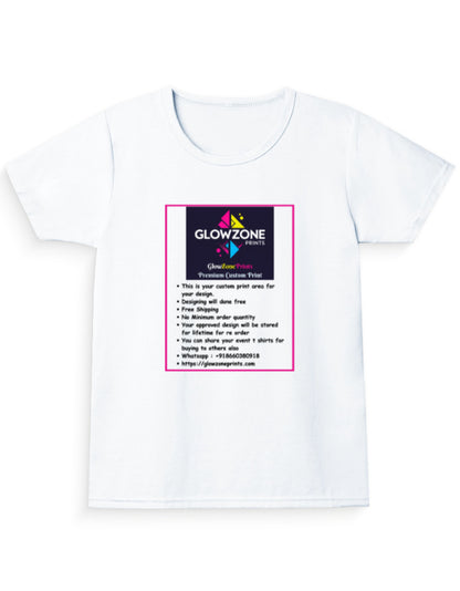 Girl's Crew Neck T-Shirt (Custom Print) White GlowZonePrints