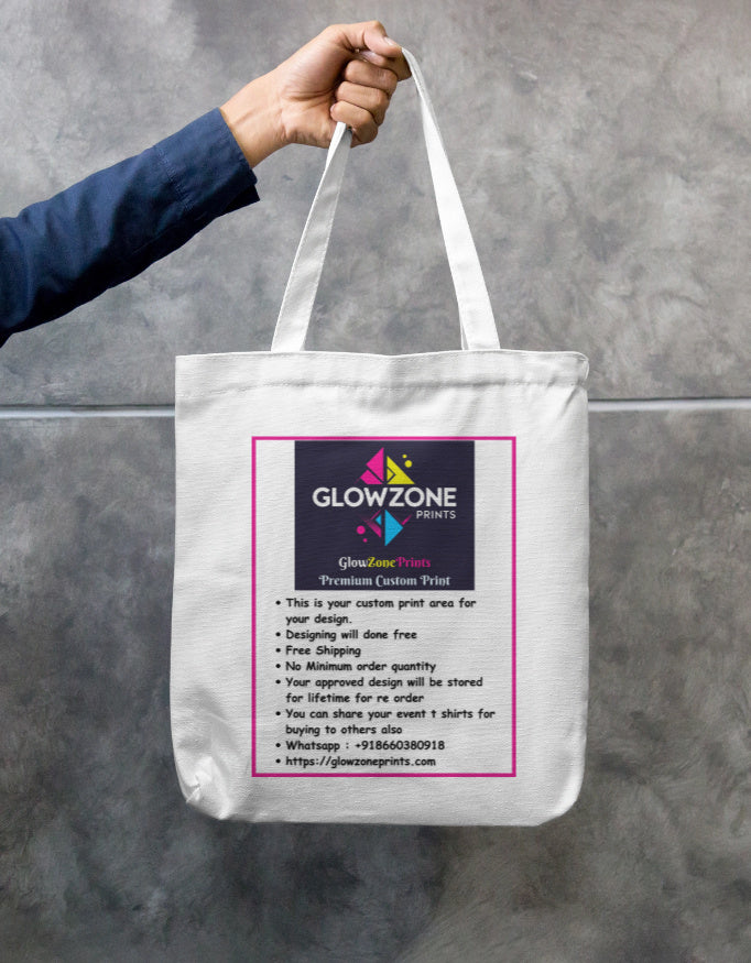 Tote Bag with Zipper (Custom Print) White Standard GlowZonePrints