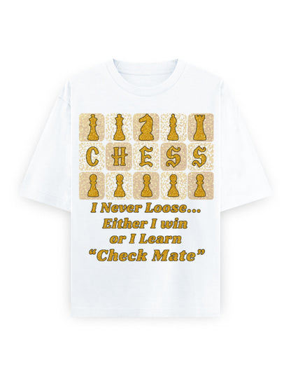 Unisex Oversized Classic T-Shirt -Chess (Gold Edition) White GlowZonePrints