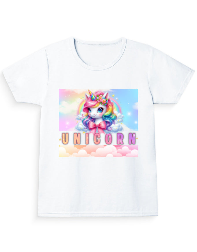 Unicorn Girl’s Crew Neck T-Shirt White GlowZonePrints