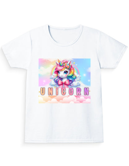 Unicorn Girl’s Crew Neck T-Shirt White GlowZonePrints