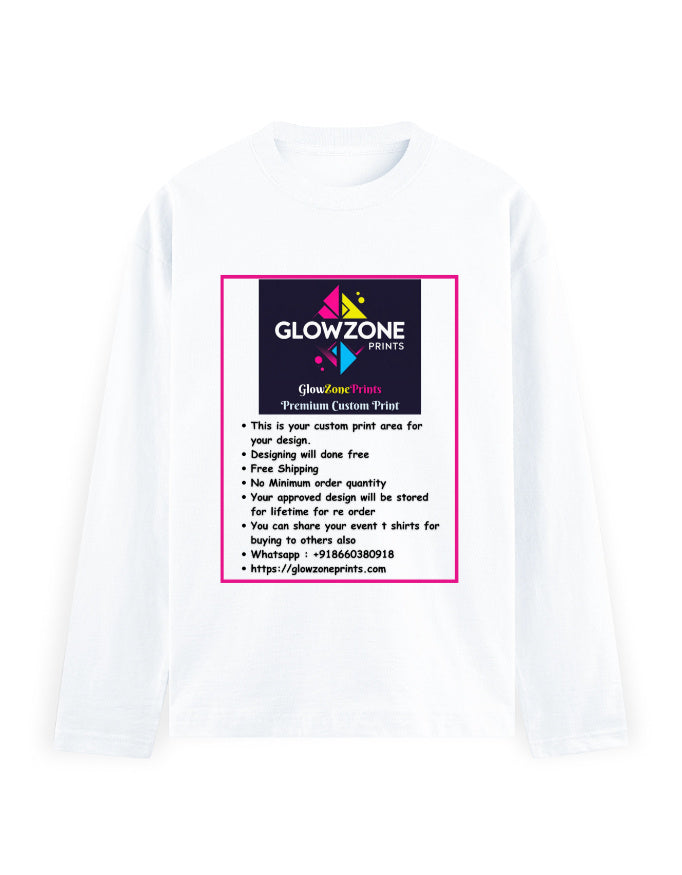Men's Full Sleeve T-Shirt | MF31 (Custom Print) White GlowZonePrints
