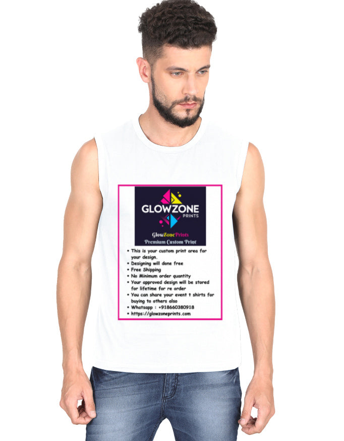 Men's Sleeveless T-Shirt | MS36 (Custom Print) White GlowZonePrints