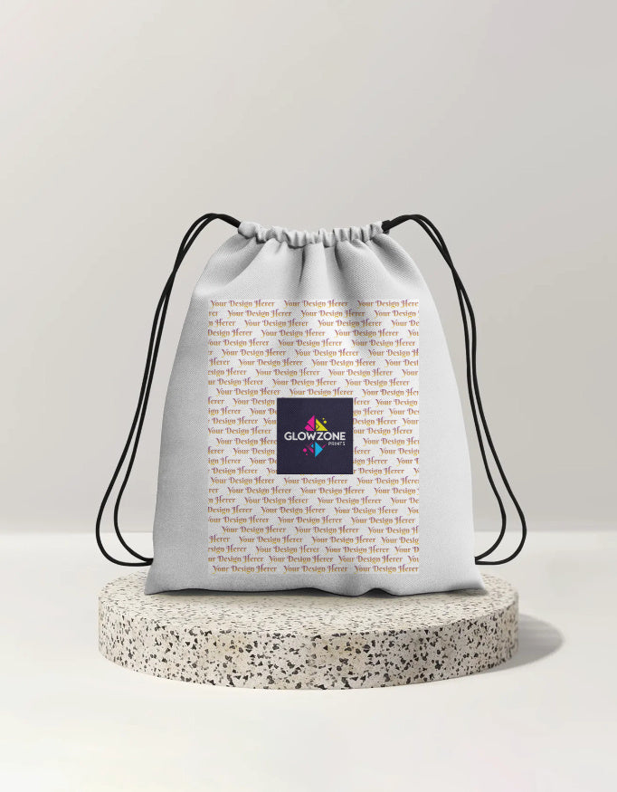 Drawstring Bag (Custom Print) White Standard GlowZonePrints