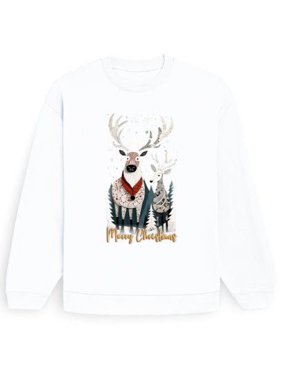 Unisex Oversized Sweatshirt Reindeer – Merry Christmas Edition | UH35 White GlowZonePrints