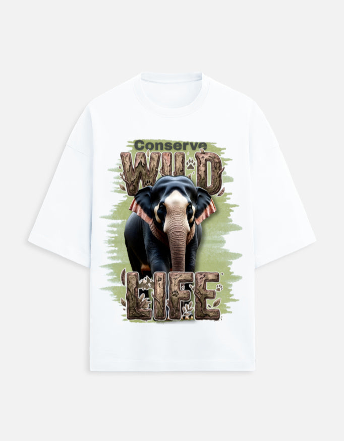 Unisex Terry Oversized Tee – Conserve Wild Life White GlowZonePrints