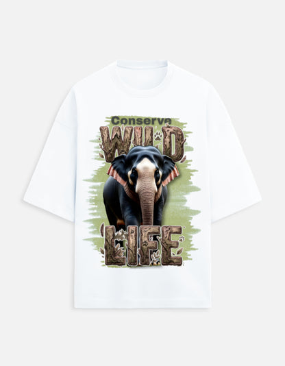 Unisex Terry Oversized Tee – Conserve Wild Life White GlowZonePrints