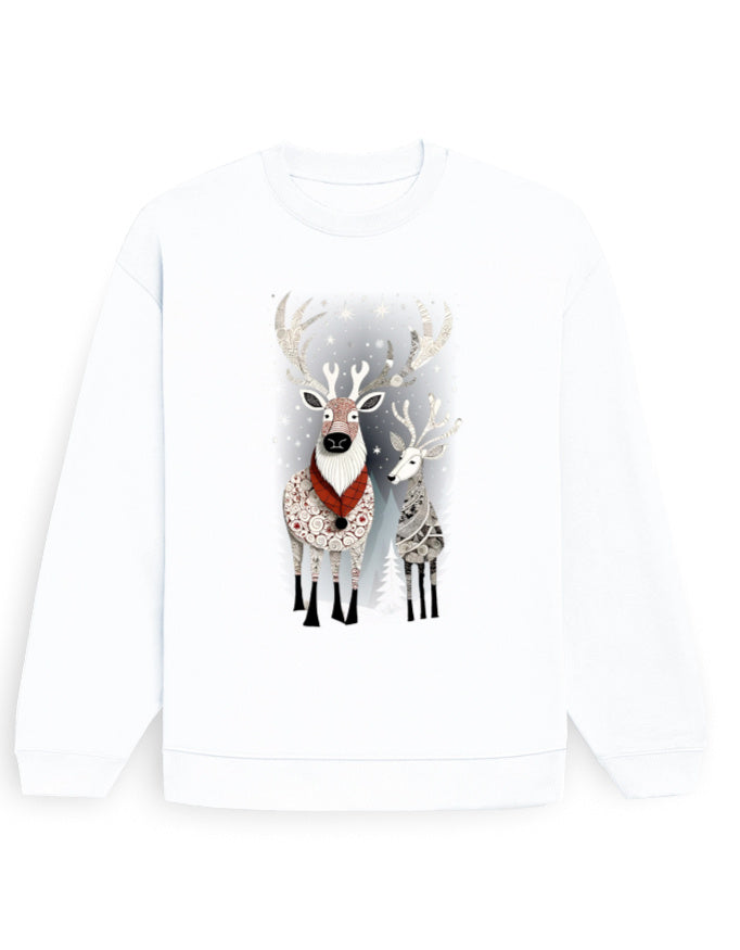 Unisex Oversized Sweatshirt Reindeer | UH35 White GlowZonePrints