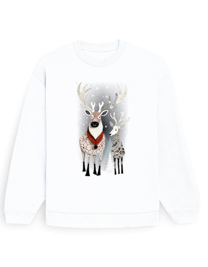 Unisex Oversized Sweatshirt Reindeer | UH35 White GlowZonePrints