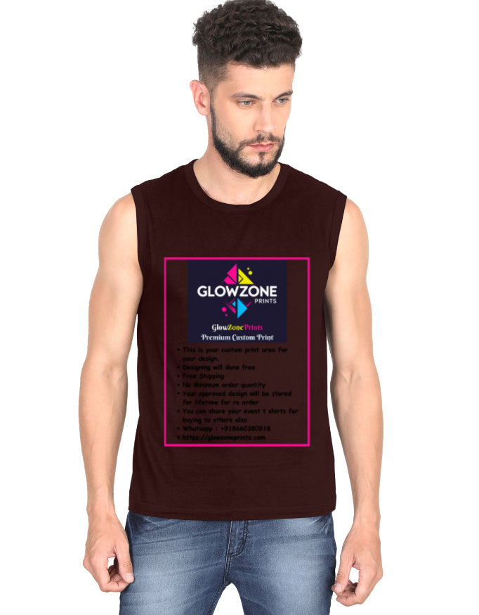 Men's Sleeveless T-Shirt | MS36 (Custom Print) Maroon GlowZonePrints