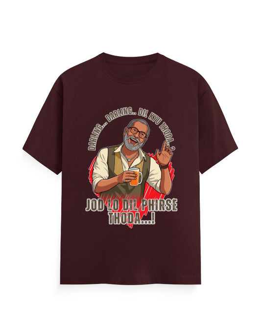 Unisex Classic Crew T-Shirt – Darling Darling Dil Kyu Thoda.? Maroon GlowZonePrints