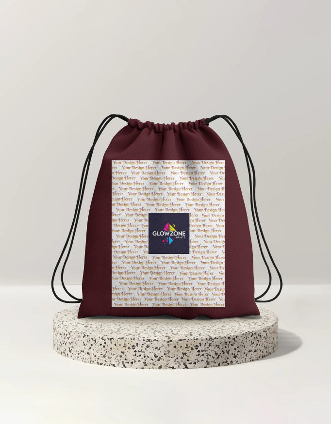 Drawstring Bag (Custom Print) Maroon Standard GlowZonePrints