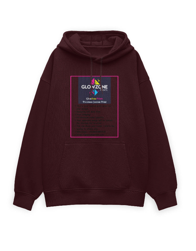 Unisex Oversized Hoodie | UH32 (Custom Print) Maroon GlowZonePrints