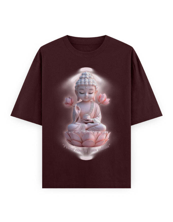 Peace Oversized T-Shirt | BP01 Maroon GlowZonePrints
