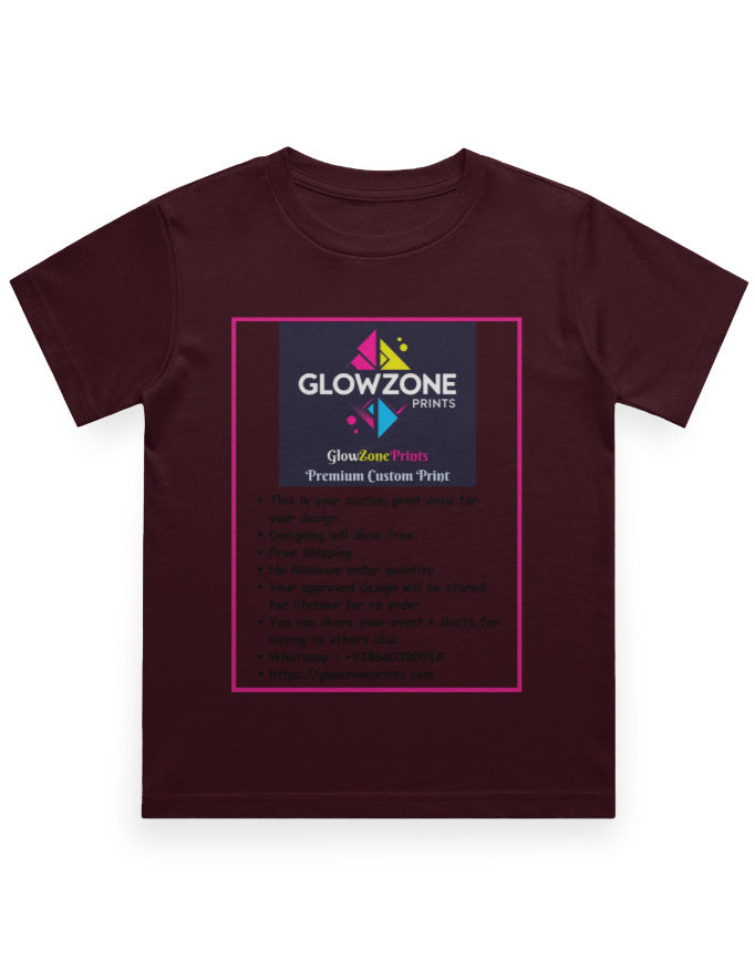 Boy's Crew Neck T-Shirt | UC21 (Custom Print)-1 Maroon GlowZonePrints