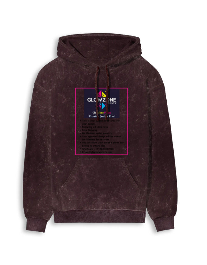Unisex Acid Washed Hoodie | UH62 (Custom Prints) Maroon GlowZonePrints