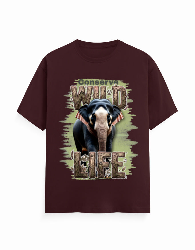 Unisex Classic Crew T-Shirt – Conserve Wild Life Maroon GlowZonePrints