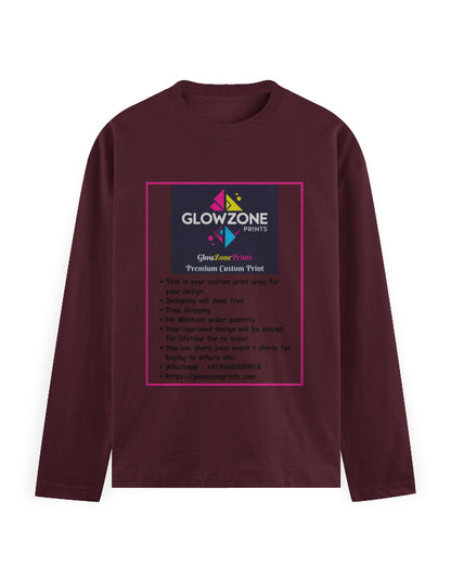 Men's Full Sleeve T-Shirt | MF31 (Custom Print) Maroon GlowZonePrints