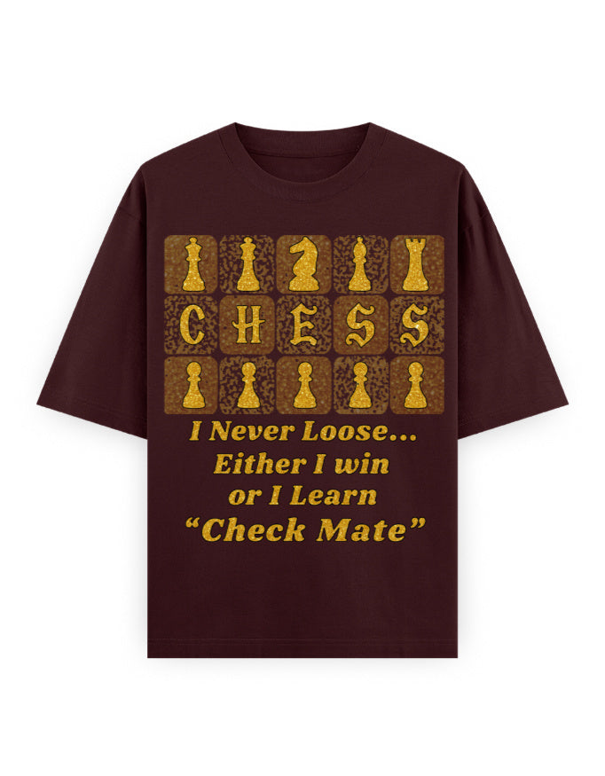 Unisex Oversized Classic T-Shirt -Chess (Gold Edition) Maroon GlowZonePrints