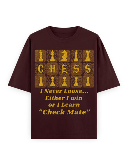 Unisex Oversized Classic T-Shirt -Chess (Gold Edition) Maroon GlowZonePrints