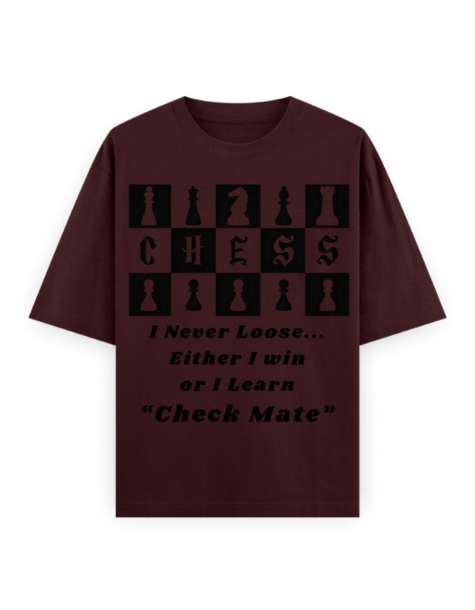 Unisex Oversized Classic T-Shirt – Chess (Black Edition) Maroon GlowZonePrints