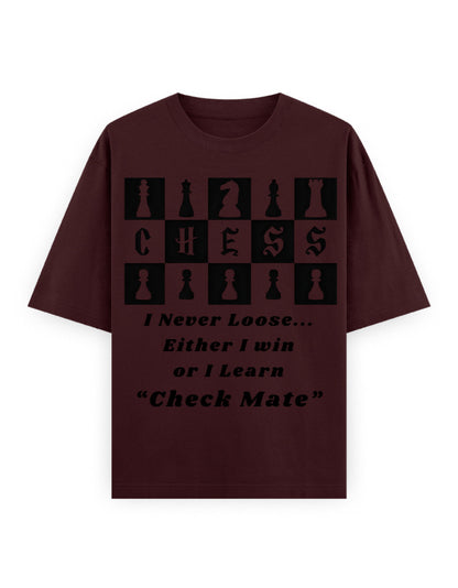 Unisex Oversized Classic T-Shirt – Chess (Black Edition) Maroon GlowZonePrints