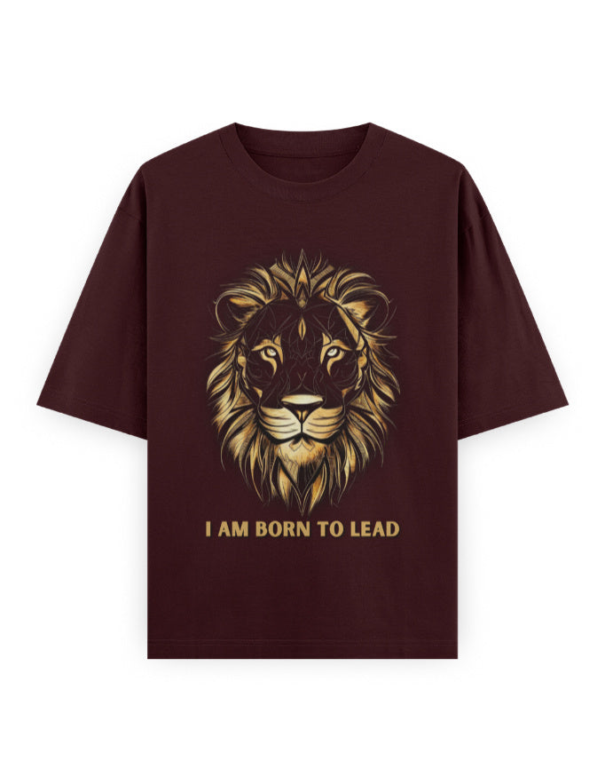 Unisex Oversized Classic T-Shirt Lion | UC22 Maroon GlowZonePrints