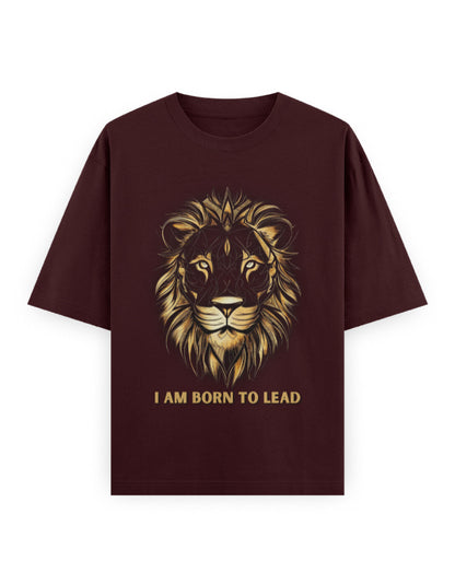Unisex Oversized Classic T-Shirt Lion | UC22 Maroon GlowZonePrints
