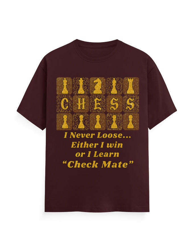 Unisex Classic Crew T-Shirt – Chess (Gold Edition) Maroon GlowZonePrints