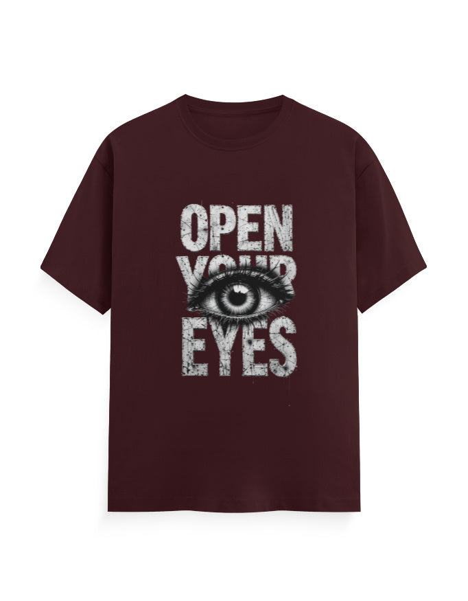 Open Your Eyes T Shirt Maroon GlowZonePrints