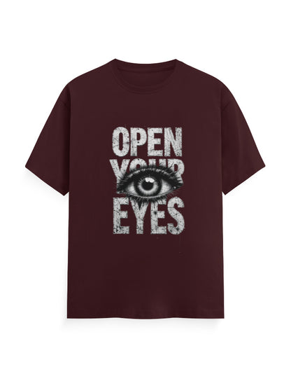Open Your Eyes T Shirt Maroon GlowZonePrints