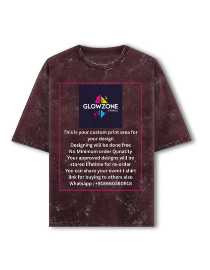 Unisex Acid Washed Oversized Tee (Custom Print) Maroon GlowZonePrints