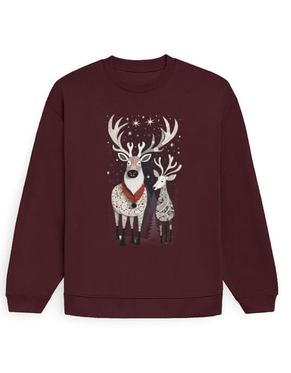 Unisex Oversized Sweatshirt Reindeer | UH35 Maroon GlowZonePrints
