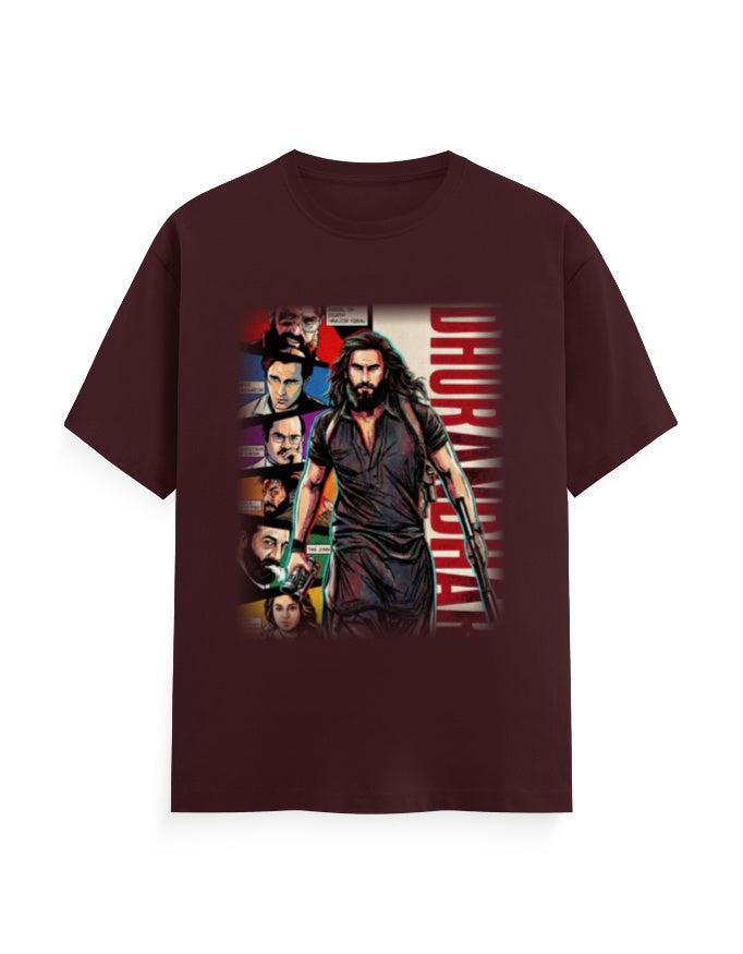 Unisex Crew T-Shirt - Dhurandhar(B) Maroon GlowZonePrints