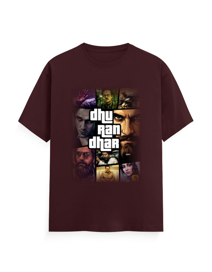 Unisex Crew T-Shirt – Dhurandhar(C) Maroon GlowZonePrints