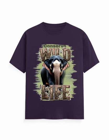 Unisex Classic Crew T-Shirt – Conserve Wild Life Purple GlowZonePrints