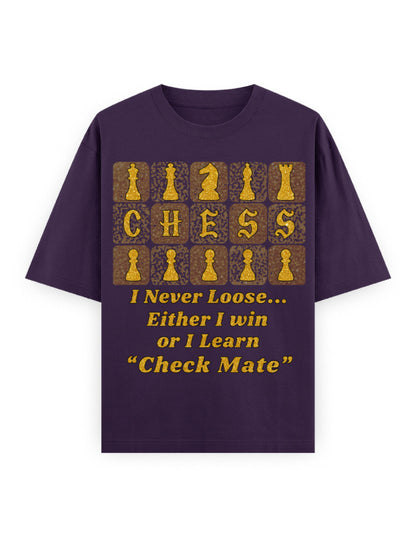 Unisex Oversized Classic T-Shirt -Chess (Gold Edition) Purple GlowZonePrints
